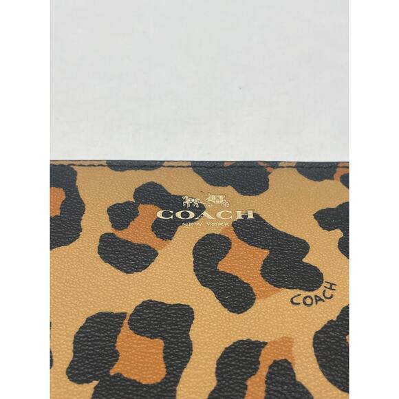 Coach Tan & Black Ocelot Print Coated Canvas Wristlet - Picture 3 of 11
